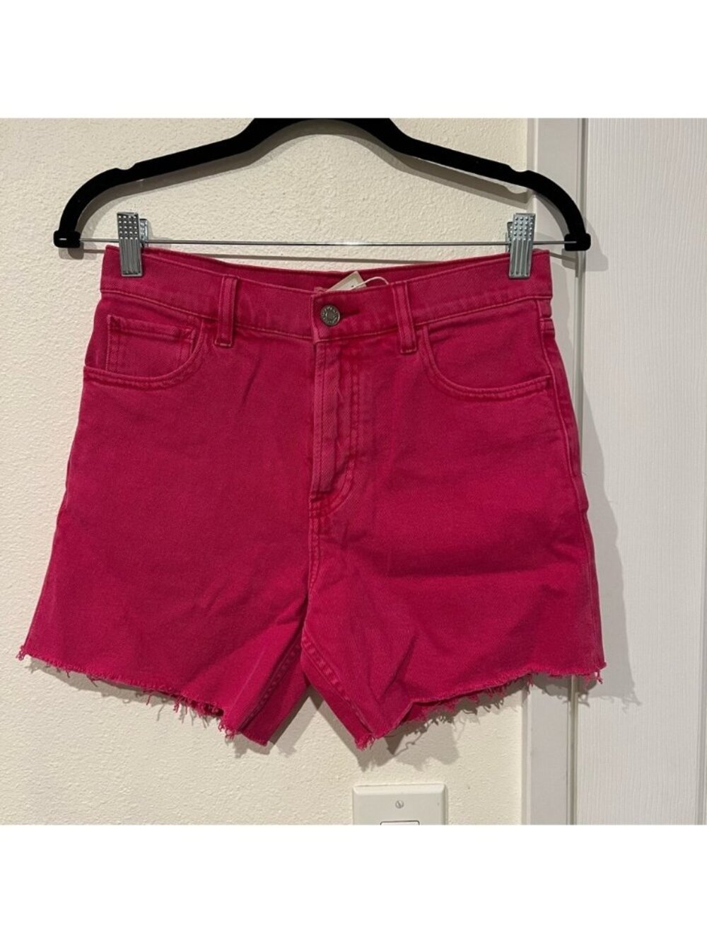 Faherty Pink Cotton Raw Hem Denim Shorts Size 25 NWT